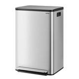 Garvee 16.4"W Stainless Steel Step Trash Can - Dual-Compartment Recycle Garbage Bin with 150,000+ Step Lifespan Pedal, Stainless Steel Color - Silver