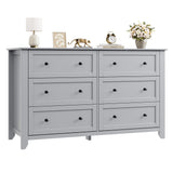 Garvee 6 Drawer Dresser for Bedroom, 54" Wide Modern Large Chest of Drawers with Metal Knobs, Wooden Clothes Storage Organizer for Closet, Nursery, Living Room, Apartment, Grey - Grey