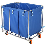 Garvee Heavy Duty 400L Laundry Cart Trolley – Industrial Flatbed, Steel Frame, Removable Waterproof Oxford Liner, Large Rolling Utility Basket for Hotel, Hospital, School, Home – Blue Color