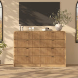 Garvee Modern Fluted Dresser with 8 Drawers - Tall Rounded Edges, Soft-Close Slides, Walnut Wood, Sturdy Build, Easy Assembly, Bedroom & Living Room - Oak