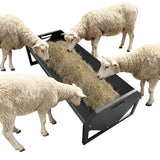 Garvee Livestock Feeder, 45.13" Hay Feeder for 10 Sheep Once, Heavy Duty 22 Gallon Capacity Livestock Feeding Trough for Horse, Goat, Sheep, Cattle, Cow, Alpaca, Black - Black