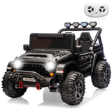 Garvee 24V 4x4 Electric Ride On Truck for Big Kids – 2 Seater Battery Powered Car – Remote Control – 3 Speeds – 4-Wheel Suspension – LED Lights – Wireless Audio Music – Gradual Start – Black - Black