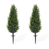 Garvee 3.3 FT Artificial Cedar Trees Set of 2 with Ground Spike, Outdoor Fake Topiary Faux Pine Shrubs Plants, UV Resistant Artificial Cypress Greenery for Front Porch Garden