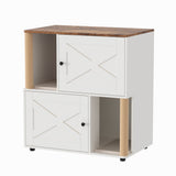 Garvee Double Cat Litter Box Enclosure Furniture – 2-Tier Hidden Litter Cabinet with Marking Post, Odor Control, Dual Mats, Dog-Proof, Multi-Cat Condo, End Table – X-Door White - White X-Door