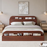 Garvee Full Size Bed Frame, Wooden Beds with Storage Headboard and Raised-Foodboard, Full-Floor Low Platform Bed for Bedroom, Sturdy Wooden Slats Support, No Box Spring Needed, Espresso - Espresso