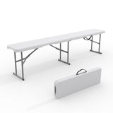 Garvee 6FT Folding Bench, Portable HDPE Outdoor Picnic Seat with Steel Frame, Carry Handle & Lock, White - White