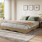 Garvee California King Wood Platform Bed Frame Wave Edge Design Sturdy Slat Support  Wood Reinforced Structure No Headboard Easy Assembly Bedroom - Burlywood
