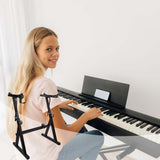 Garvee Heavy Duty Adjustable Z-Style Keyboard Stand – For 54/61/88 Key Electronic Pianos – 250 lbs Load – Sturdy Black Music Stand with Footrest – Z-shaped - black with footrest