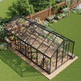 Garvee 8x16 FT Polycarbonate Greenhouse for Outside, Walk-In Garden Greenhouse with Aluminum Frame, Lockable Door & Adjustable Roof Vent for Backyard, Patio & Garden, Black