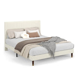 Garvee Queen Bed Frame with Headboard, Corduroy Upholstered Platform Bed with Wooden Slats Support - No Box Spring Needed & Noise Free, Easy Assembly, for Bedroom Apartment, Beige - Beige
