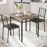 Garvee Farmhouse Dining Table Chairs Set with 2 Upholstered High-Back Chairs and Wood Table for Dining Room, Grey - Grey