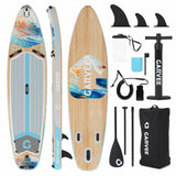 Garvee Inflatable Stand Up Paddle Board 11' Wide Stable Design Non-Slip EVA Deck PVC Material Portable Lightweight Backpack Lakes Rivers Beach