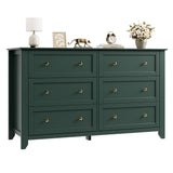 Garvee 6 Drawer Dresser for Bedroom, 54" Wide Modern Large Chest of Drawers with Metal Knobs, Wooden Clothes Storage Organizer for Closet, Nursery, Living Room, Apartment, Green - Green