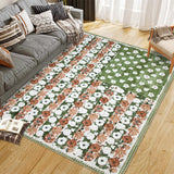 Garvee 6' × 9' 4th of July Patriotic Floral Rug, Sage Green/White/Rust American Flag Washable Area Rug - Sage Green/White/Rust