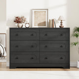 Garvee Modern Black 6 Drawer Dresser for Bedroom – 47" Wide Large Chest with Deep Drawers, Sturdy Wooden Storage Cabinet, Metal Knobs, Tall Spacious Organizer – Perfect for Nursery, Living Room, Entryway – Black, 6-Drawer Cabinet - Black