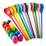 Garvee Carnival Outdoor Game Set, 12-Piece Wooden Egg and Spoon Relay Race Game, 12 Different Colors, Non-Toxic, US Toy Standard Certified, Safe for Kids, Ideal for Easter, Birthday Party, School & Community