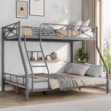 Garvee Heavy Duty Metal Bunk Bed Twin Over Full - Modern Space-Saving Steel Frame with Safety Guard Rails - Ideal for Bedroom or Dormitory - Grey - Grey
