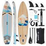 Garvee Inflatable Stand Up Paddle Board 10'6" Wide Stable 450LB Capacity PVC Material Non-Slip EVA Deck Camera Mount for Lake & Ocean