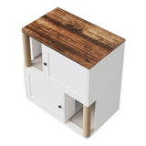 Garvee Double Cat Litter Box Enclosure for 2 Cats – 2-Tier Wooden Cabinet with Marking Post, Litter Mat, Enclosed Litter Box Furniture, Hidden Pet Storage – Basic White Model - White