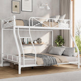 Garvee Heavy Duty Metal Bunk Bed Twin Over Full - Modern Space-Saving Steel Frame with Safety Guard Rails - Ideal for Bedroom or Dormitory - White - White