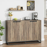 Garvee 55" Modern Wood Sideboard Buffet Cabinet with 4 Doors and Adjustable Shelves for Kitchen, Light Brown - Light Brown