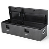 Garvee 48"X16"X14" Heavy Duty Steel Truck Bed Tool Box – Double Lid, Grooved Weatherproof Metal Chest with T-Handle & Side Handle, Durable Organizer for Pickup Truck, RV, Trailer, Front Double, Grey - Grey