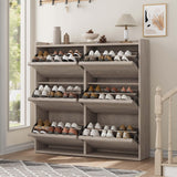 Garvee Shoe Cabinet with 6 Flip Drawers, Wooden Shoe Organizer Cabinet with Adjustable Shelf, Shoe Storage for Entryway, Hidden Shoe Cabinet for Hallway, Living Room, Grey