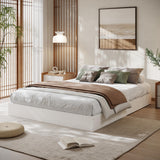 Garvee Minimalist Sturdy Wood Platform Bed Frame – Low Profile, Sturdy Slats, Floor-Standing, Space-Saving, Easy Assembly, No Box Spring – Full Size – White - White