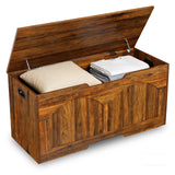Garvee Rustic Brown Wood Storage Bench for Entryway – U-Shaped Handle, Safety Hinge, 300 lbs Shoe Organizer, Easy Assembly, 100CM, Brown - Brown