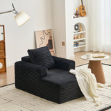 Garvee Comfy Corduroy Cloud Mini Chaise Lounge Chair – Deep Seat & Armrests – No Assembly Sleeper Sofa – Cozy for Living Room, Bedroom, Reading Corner – 45 Inch – Indoor – Color: Black - 45"/Black