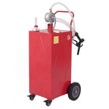 Garvee 35 Gallon Portable Fuel Caddy – Manual Rotary Pump, Heavy-Duty Steel Gas & Fuel Transfer Tank, 4 All-Terrain Wheels, Mobile Refueling for Trucks, Boats, ATVs, Lawn Mowers, Farm Equipment – Reinforced 4-wheeler - Red - Li Junjie - Red