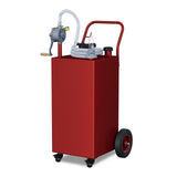 Garvee 30-Gallon Portable Fuel Tank Gasoline Diesel Storage with Manual Rotary Pump, Anti-Static Clamp, Carbon Steel, All-Terrain Wheels, Red, for Vehicles and Boats, Red - Red