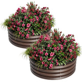 Garvee 2-Pack Round Metal Raised Garden Bed, 2x1FT Galvanized Planter Boxes, Rust-Resistant, Open Bottom, Safe Edge, Easy Assembly for Vegetables, Flowers & Herbs – Wood Grain - Wood