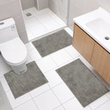 Garvee Chenille Bathroom Non-Slip Mat Set, 3-Piece – Ultra Absorbent & Fast Drying, Soft Fade-Resistant Bath Rugs, Machine Washable, Includes U-Shaped Toilet Mat, Shower & Floor Mats – Light Gray, , 16x24 + 20x32 + U-Shaped - Gray