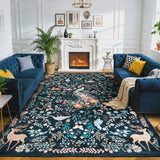 Garvee Area Rug, Washable Low-Pile Non-Slip Carpet, Stain-Resistant Animal Rug for Living Room, Bedroom, Dining Room, Kids & Pet Friendly - Black