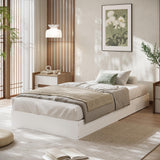 Garvee Minimalist Wood Platform Bed Frame – Floor-Standing, Sturdy Slats, Space-Saving, No Headboard, Noise-Free, Easy Assembly, No Box Spring – Twin XL – White - White