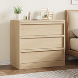 Garvee Black Wood Dresser for Bedroom, 3-Drawer Dresser for Clothes Storage, Modern Dressers with Wide Drawers, Wide Wooden Chest Drawers for Living Room, Entryway, TV Stand - Natural Oak