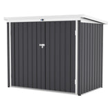 Garvee Lockable Weather-Resistant Metal Outdoor Trash Bin Storage Outdoor Storage Garden Storage Unit - Durable Steel Double Doors & Top Opening Garbage Enclosure for Garden, Patio, Backyard - Large Capacity, Dark Grey, 5.8x3.3FT - Grey