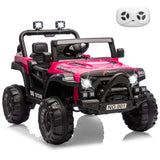 Garvee 12V Kids Ride-On Electric Car – Remote Control, 3 Speeds up to 4.1MPH, Spring Suspension, wireless Music, LED Lights, Safety Locking Doors, 3-Point Harness, Battery Powered Toy for Toddlers Ages 3-5 – Rose Red - Rose