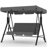 Garvee 3-Seat Outdoor Porch Swing with Adjustable Canopy & Stand, Heavy Duty Patio Swing Chair for Adults, Metal Frame Backyard Swing Bench with UV-Resistant Fabric for Garden, Poolside & Balcony, Gray - Gray