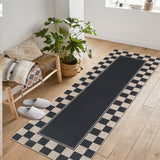 Garvee 2' x 6' Living Room Rug, Checkered Non-Slip Washable Rug, Large Bedroom Rug with Classic Neutral Geometric Pattern, Suitable for Living Rooms, Dining Rooms, and Offices ,Black/White - Black & White