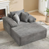 Garvee 48.8'' Chaise Lounge Chair Indoor, Corduroy Sofa Bed, Boneless Lounge Chair, Oversized Sleeper Sofa,Corduroy Cloud Couch Reading Chair for Living Room No Assembly - Gray