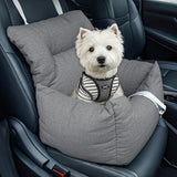 Garvee Dog Booster Car Seat Bed for Small Dogs Up to 18 LB, Portable Elevated Puppy Travel Car Seat with Tether & Reversible Cushion for Front and Back Use, Grey