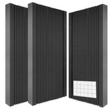 Garvee Thick Acoustic Foam Panels 2 Pack, 120x60x5 cm Sound Proofing Panels with Double Sided Tape, Dense Soundproofing Wedge Foam Noise Dampening with Vertical Pattern for Media Room, Studio, Office - Black
