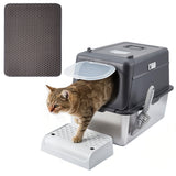 Garvee Stainless Steel Cat Litter Box - Enclosed Design, 20cm Depth, Dark Gray, Durable Cat Litter Container, Cat Toilet Box - 20Cm, Dark Gray