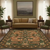 Garvee Boho Tiger Print Area Rug – Vintage Washable Non-Slip Thin Carpet, Soft Animal design for Living Room, Bedroom, Dining Room, Modern Farmhouse Decor, Green, 6x9ft - Green