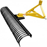 Garvee 72 Landscape Rake,Heavy Duty 3 Point Tractor Rake Fit Cat1/Cat 2, 360 Rotation Compatible,37 Steel Tines for Garden, Farm, Clearing Brush, Raking Arenas