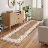 Garvee Runner Rug for Hallway Washable Kitchen Rugs Non Slip Modern Minimalism Soft Low-Pile Scalloped Indoor Carpet for Laundry Room - Brown