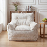 Garvee Oversized Chenille Bean Bag Chair with Armrests & Side Pocket, High-Density Shredded Foam Filling, Ergonomic Back Support for Adults & Kids, Comfy Lazy Sofa for Living Room, Bedroom, White - White