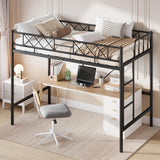 Garvee Loft Bed Twin Size with Arched Safety Guardrail & Safety Ladder, Heavy Duty Metal Frame with Sturdy Steel Slats, No Box Spring Needed, Space Saving for Compact Rooms, Matte Black - Matte Black